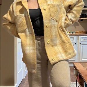 Hollister Yellow Plaid Teddy Jacket